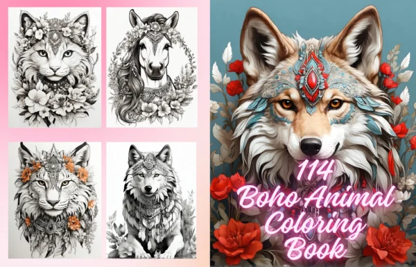 Boho Animal Coloring Page