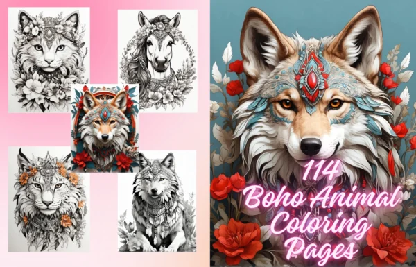 Boho Animal Coloring Page
