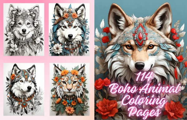 Boho Animal Coloring Page
