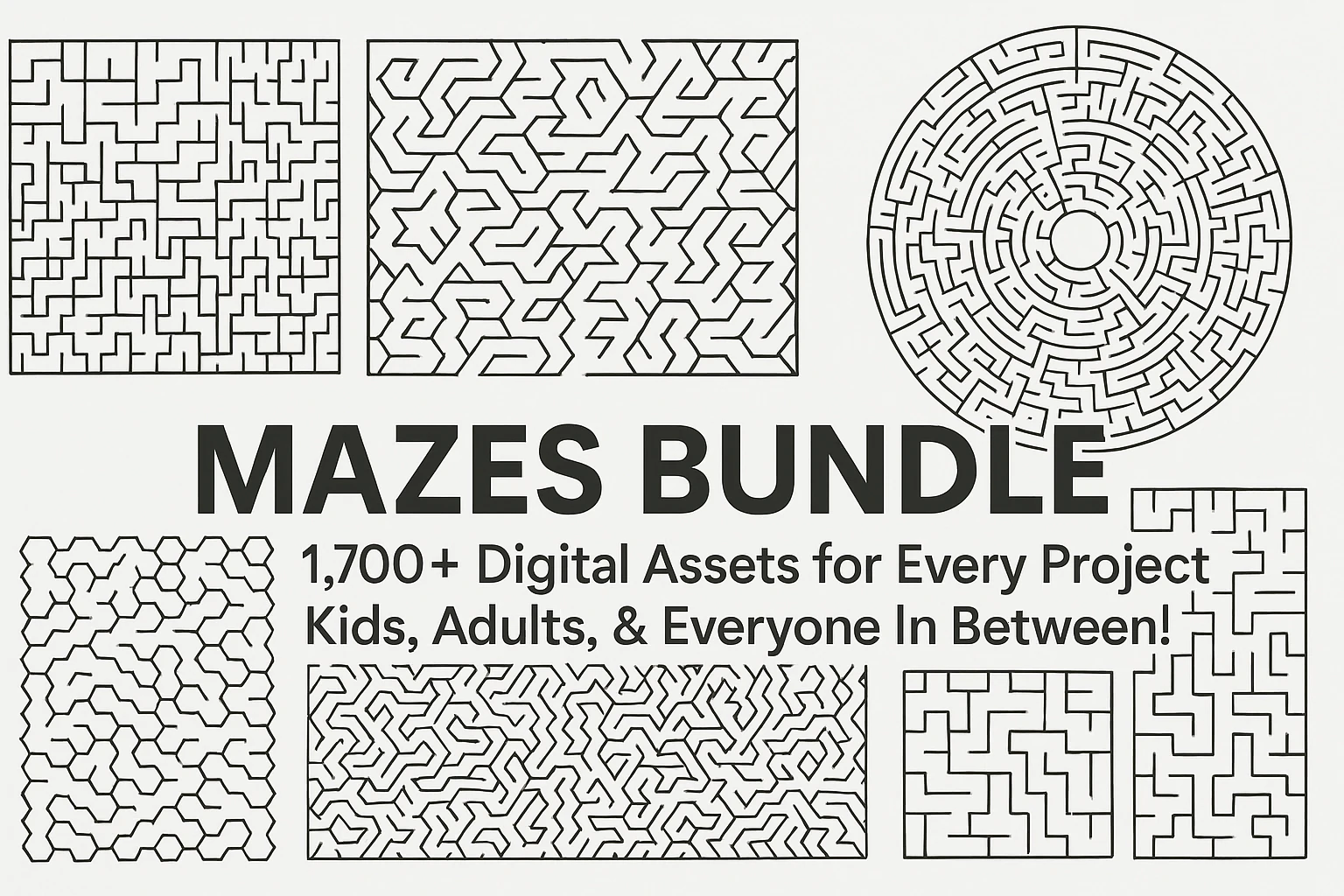 Ultimate Maze Puzzle Bundle – 1700+ Printable Mazes with Solutions!