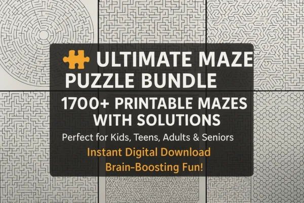 Ultimate Maze Puzzle Bundle – 1700+ Printable Mazes with Solutions!