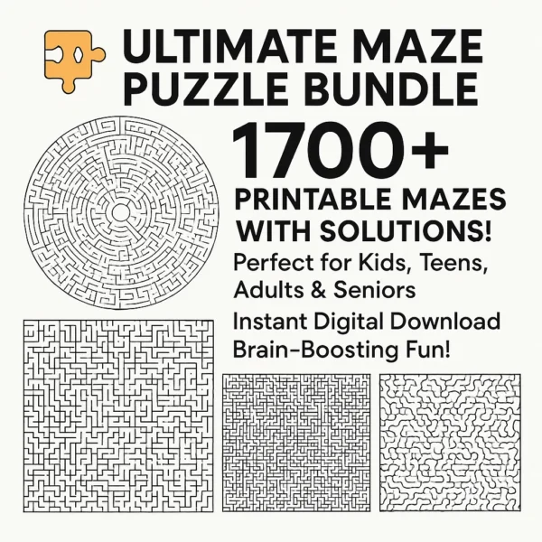 Ultimate Maze Puzzle Bundle – 1700+ Printable Mazes with Solutions!
